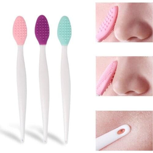 1pc Beauty Skin Care Wash Face Silicone Brush Exfoliating Nose Clean Blackhead Removal Brush Facial Cleansing Makeup Tool