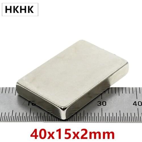 10/20/50PCS 40x15x2 mm Super Strong Sheet Rare Earth Magnet Thickness 2mm Block Rectangular Neodymium Magnets 40mm x 15mm x 2mm