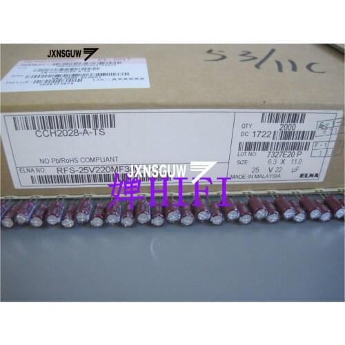 10PCS ELNA SILMIC II 25V22UF 6X11MM SILMICII 22UF 25V Red Robe audio electrolytic capacitor RFS 22uF/25V RFS-25V220MF3