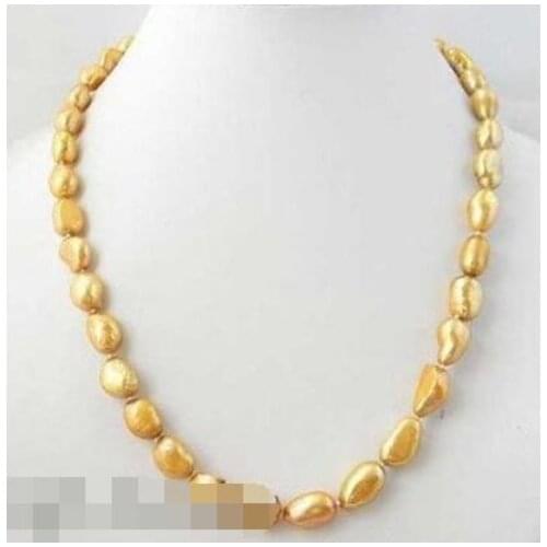 18'' 9-10mm golden baroque freshwater pearl necklace