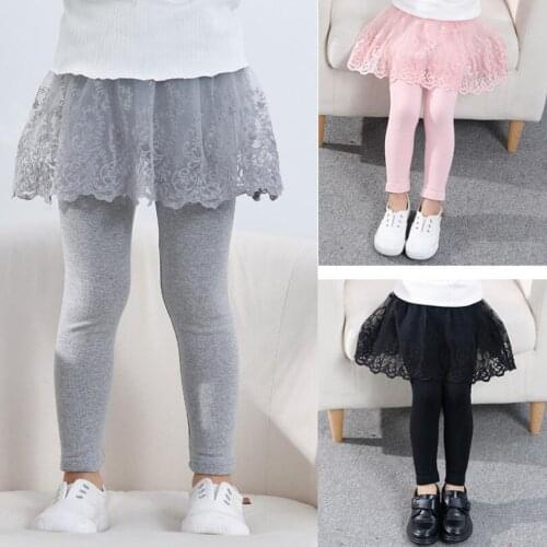 2020 Cotton Baby Girls Leggings Lace Princess Skirt-pants Spring Autumn Children Slim Skirt Trousers for 2-7 Years Kids Clothes