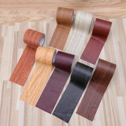 5M/Roll Wood Grain Repair Adhensive Duct Tape Furniture Realistic Renovation Skirting Line Floor Sticker Home Decor Accessories