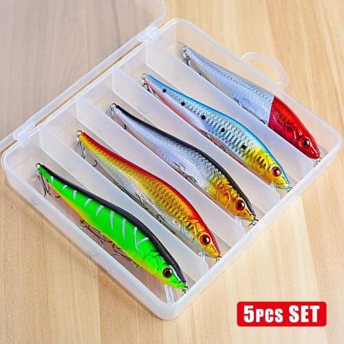 5 Pcs Fishing Lures 20.5g 140mm Minnow isca artificial Crankbaits Fishing Accessories With Storage Box