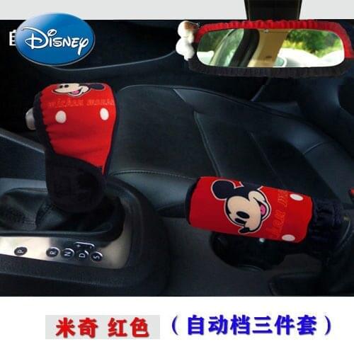 Disney Mickey Mouse Minnie Car Gear Grip Handbrake Cover Rearview Mirror Cover Car Interior Decoration Cartoon Cute
