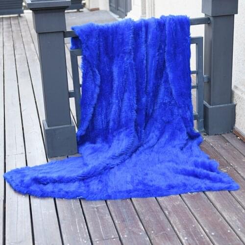 CX-D-10K Rabbit Skin Knitted Rug Rabbit Fur Blanket Blankets Factory Sale Good Quality New