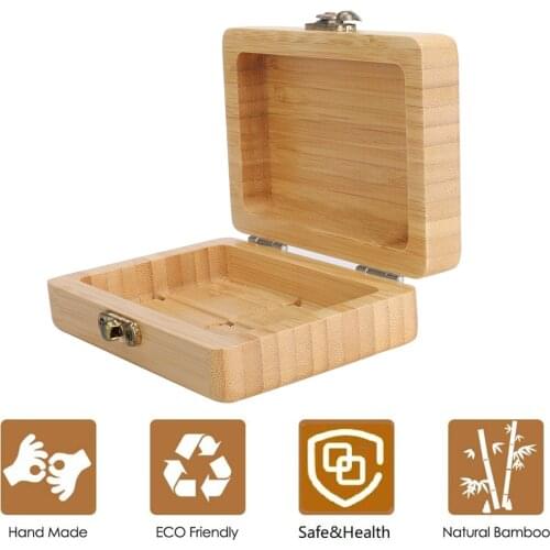 Handmade Bamboo Wooden Soap Holder,Bathroom Soap Tray, Natural Square Soap Box, Mouldproof, Soap Holder Storage Holde