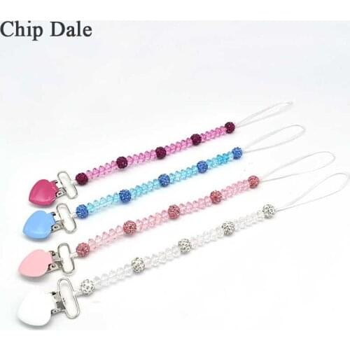 Chip Dale Crystal Baby Soother Holder Anti-lost Pacifier Clip Chain Dummy Nipple Holder Baby Pram Hook Hanging Strap