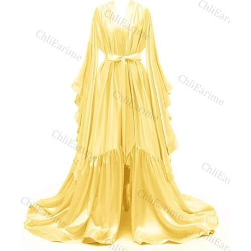 Long Bridal Robes Shiny Silk Satin Bridesmaid Wedding Bachelorette Party Nightgown Bathrobe