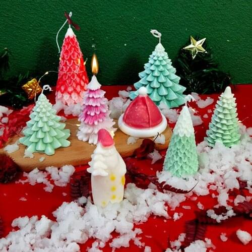 Christmas Aromatherapy Candle Mold DIY Santa Claus Christmas Tree Plaster Handmade Soap Silicone Mold Candle Making Cake Decor