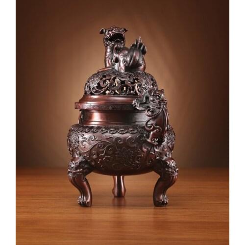 Tongxinxiang Copper Incense Burner Antique Ming Xuande Lion Stove Home Incense Burner Sandalwood Agarwood Incense Burner