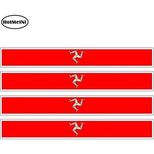 HotMeiNi 13cm x 1.7cm 4pcs Car Stripe Motorcycle Racing Flag Sticker Car Bumper Decal Bike Moto Isle of Man Car Stickers