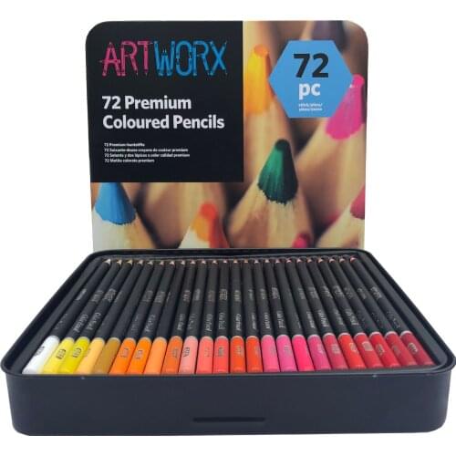 72 Colors Pencils With Metal Box Painting Drawing Tools