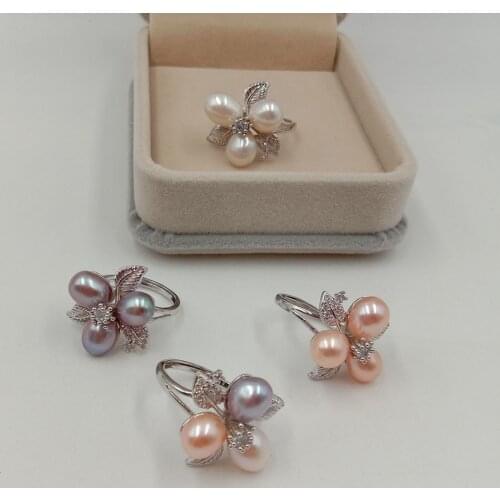 Wholesale price , high quality 100% NATURE FRESHWATER pearl ring ADJUSTABLE ring
