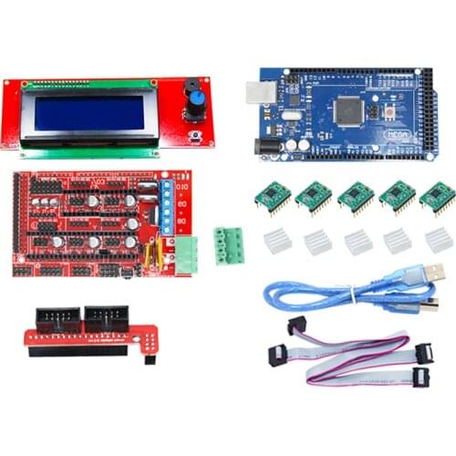 CNC 3D Printer Kit for Arduino Mega 2560 R3 + RAMPS 1.4 + LCD 2004 + A4988 Stepper Driver Motherboard 3d printer arduino kit