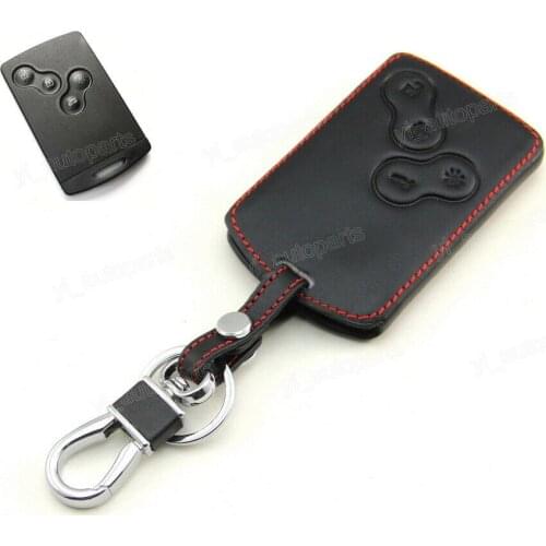 Leather Case Cover Holder Fit For Renault Laguna Koleos Scenic CLIO Megane Remote Smart Key Card 4 Buttons