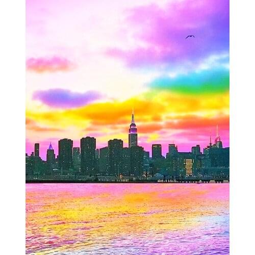 《Colorful sky》 picture painting by numbers home decor birthday present quadros decorativos