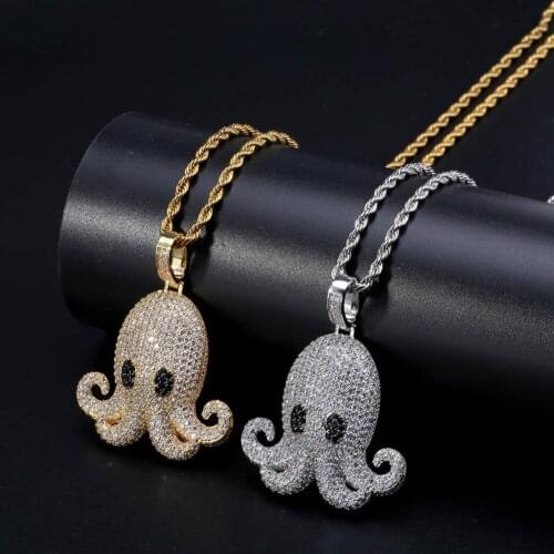 GUCY Iced Animal Hip Hop Pendant With Tennis Chain Gold Silver Color Bling Cubic Zircon Mens Necklace Jewelry For Gift