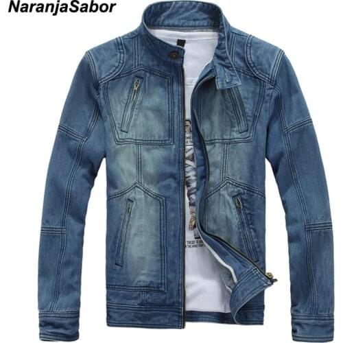 NaranjaSabor 2020 Spring Autumn Mens Denim Coats Slim Hooded Mens Jacket Cowboy Coat Male Outerwear Mens Brand Clothing 5XL
