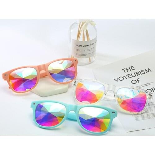 Veshion Square Kaleidoscope Glasses Brand Designer Sun Glasses for Female Male Vintage Retro Men Women Eyewear Rice Nail Uv400