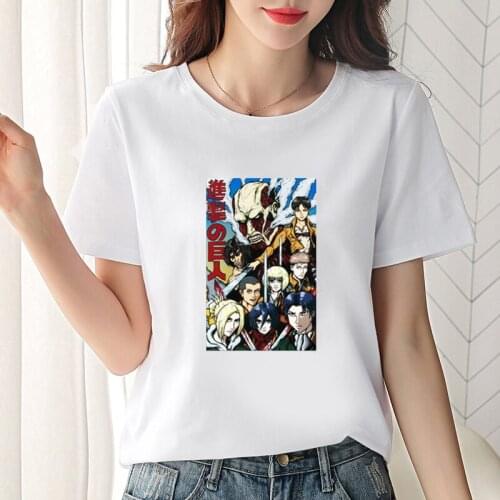 Hot Japanese Anime Attack on Titan Womens T Shirt Cool Lvei Ackerman Graphic Printed Manga Tops Harajuku Cotton Cartoon Tee