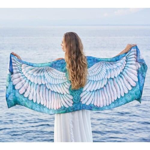 Boho Feather Wings bikini Cover-ups Holiday Clothing Plus Size Tunic Women Summer Kimono Beach Wear Swim Suit Cover Up