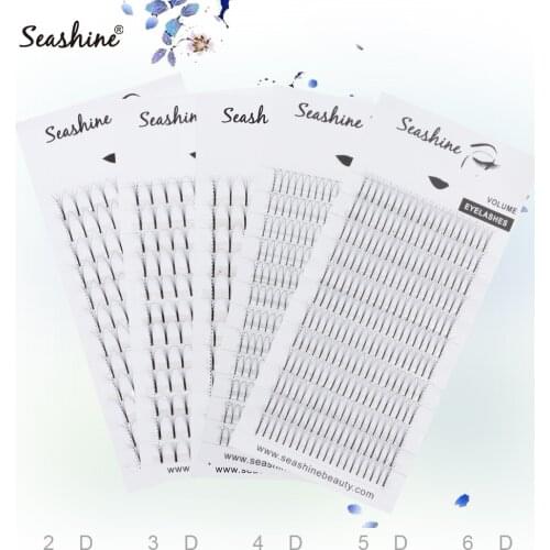 Seashine Long stem Pre Made Volume fans 2D-6D Lashes Extension Faux Mink Premade Russian Volume Eyelash Extension