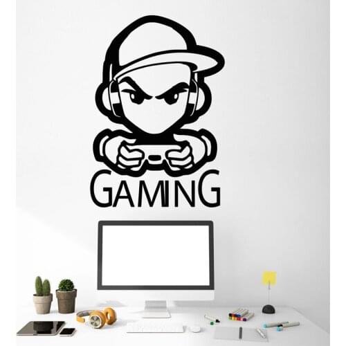 Game Wall Sticker Game Zone Vinyl Decal Gamer Headphones Joystick Stickers Boys Kids Play Room Wall Decor Gaming Mural