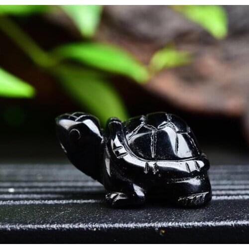 Natural obsidian stone crystal Healing minerals hand carved Turtle tortoise for gift