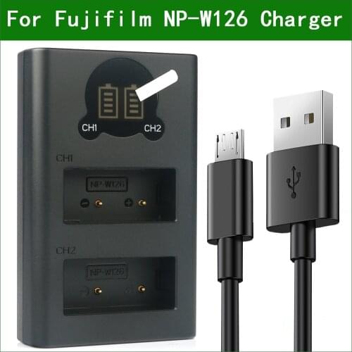 NP-W126 W126S BC-W126 Dual USB Charger for Fujifilm X100F X100V X-PRo1 X-PRo2 X-A1 X-A2 X-A3 X-A5 X-A7 X-A10 BC-W126 X-S10