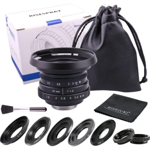 New arrive RISESPRAY Camera Lens fujian 35mm f1.6 C mount camera CCTV Lens II for N1 Fujifilm Fuji NEX Micro 4/3 EOSM BLACK