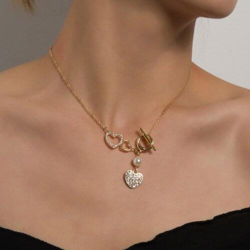 Fashion Crystal Heart Women Choker Necklace Simple Goth Neck Chain Lock Pedant Necklace Jewelry Gift Neck Charm Collars