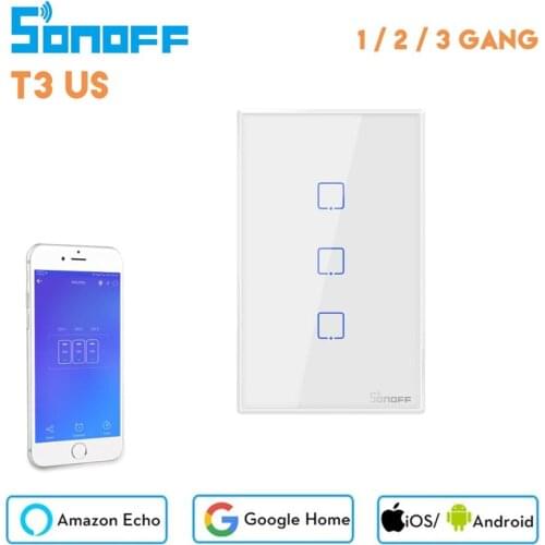 Sonoff T2 US Wifi Touch Switch, Ewelink APP 433 RF Remote Control, Works with Alexa Google Home Smart Home