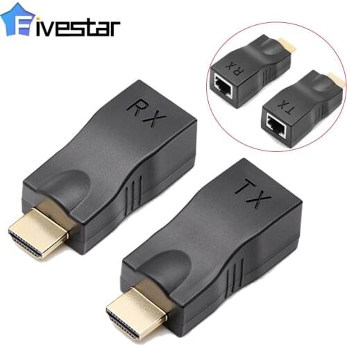 1 Pair RJ45 4K HDMI-Compatible Extender Extension Up To 30M Over CAT5e Cat6 Network Ethernet Lan For HDTV HDPC DVD PS3 STB