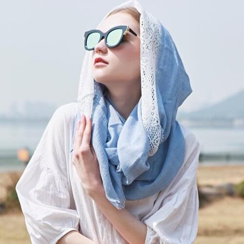 Genovega Viscose Ring Scarf For Womens Infinity Circle Scarves Female Winter Warm Lady Lace Scarf Loop Blue Big Foulard Femme