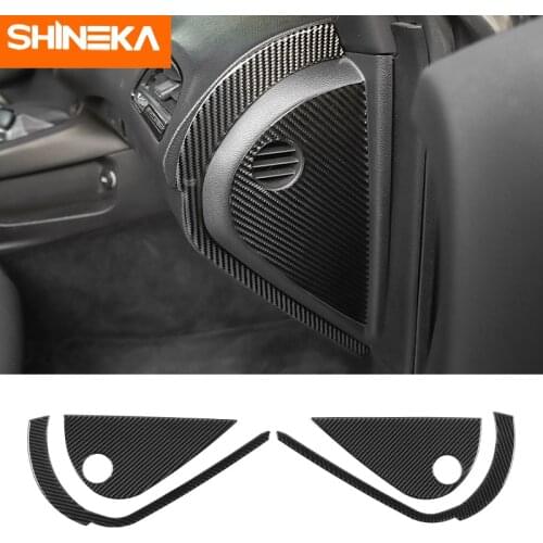 SHINEKA Interior Mouldings Center Console Both Side Air Conditioner Outlet Decoration Cover Stickers For Dodge Challenger 2015