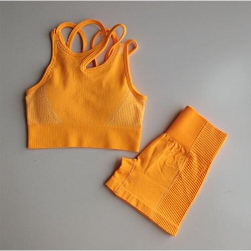 Summer New Sports Yoga Set 2-Piece Push Up Bra Shorts Running Fitness Breathable Quick Drying Womens Tracksuit