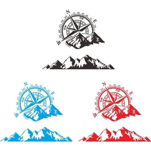 T3ED Compass Mountain Print Vinyl Car Sticker Navigate Offroad Decal Outdoor Car Body Decal