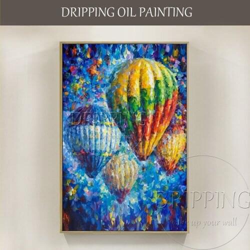 Pop Artwork High Quality Vivid Colors Hand-painted Canvas Hot Air Balloon Oil Painting Modern Abstract Fire Balloon Oil Painting