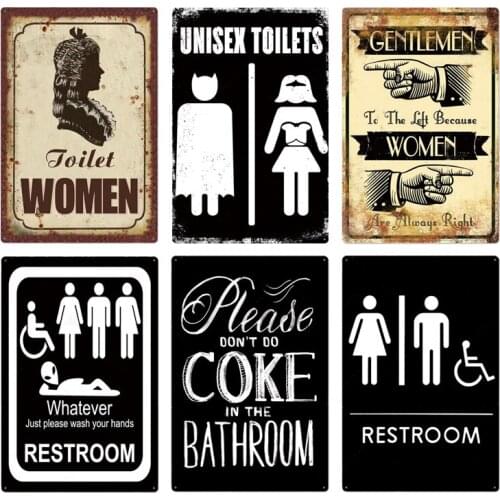 Japan Style Toilet Sign Plaque Metal Vintage Bathroom Tin Wall Decor For Restroom