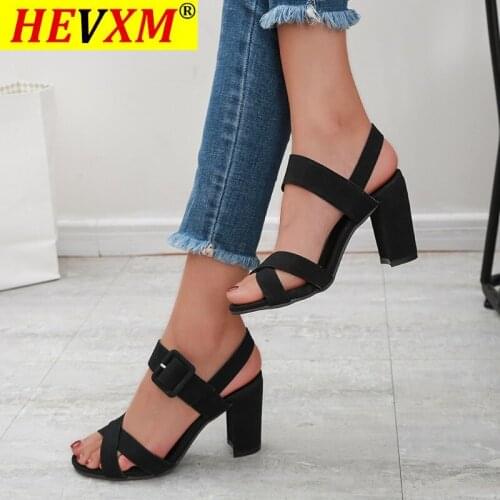 Gladiator Women Sandal Buckle Strap Fashion Shoes High Heel Woman Sandalias Mujer 2021 Summer Ladies Plus Size 35-43