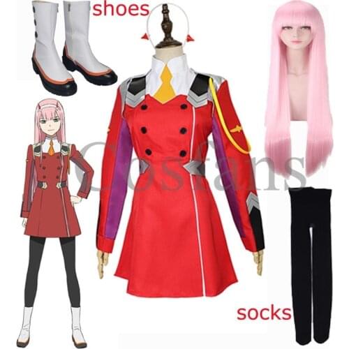Anime DARLING in the FRANXX Cosplay Costume Zero Two Cosplay Dress DARLING in the FRANXX Anime Cosplay DFXX Women Uniform Shoes
