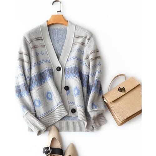 England vintage styles women winter ourterwear warm v neck buttons 100% cashmere cardigan coat