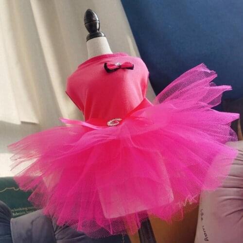 Pink Dog Cat Princess Tutu Dress Bow Bubble Dress Dog Apparel Clothes Pet Puppy Clothes For Dogs