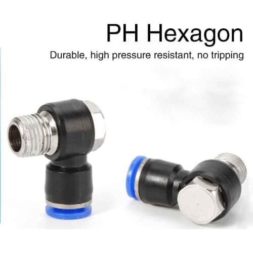 10PCS Pneumatic Connector PH4-M5 PH6-01 PH8-01 Outer Hexagonal Quick-plug Plastic Copper Connector Fittings Hose PU Pipe PE Pipe