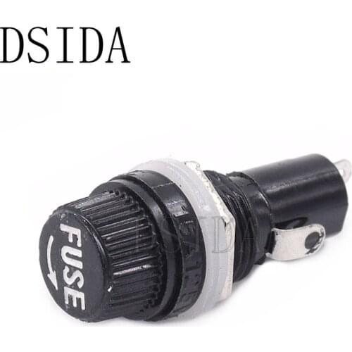 10PCS 5*20mm 10A 250VAC Fuse Holders 5X20 Black Insurance Tube Socket Fuse Holder For 5*20 Insurance Panel Mount Fuse Holder