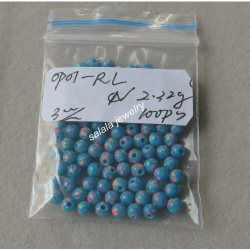 100pcs/ lot OP01 3mm Round Ball Cut Opal Full Drilled Round Ball Opal Synthetic Round Opal Beads for Body Piercing Jewelry