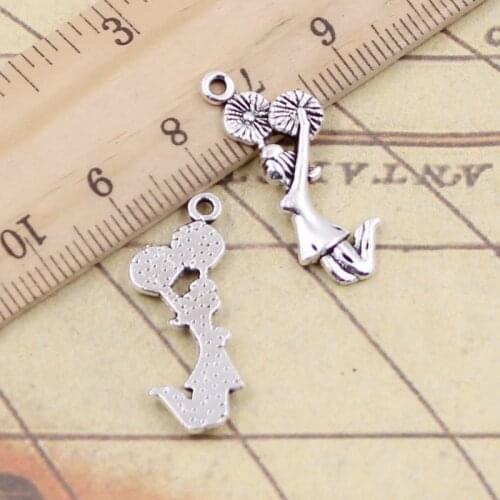 20pcs Charms Cheerleader Cheer Girl 28x10mm Tibetan Silver Color Pendants Antique Jewelry Making DIY Handmade Craft Pendant