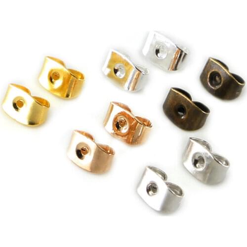200Pcs 5 Colors 3.7*5/4.5*6MM High Quality Metal butterfly earplugs Earring Back Plug Earring Settings Base Ear Studs Back