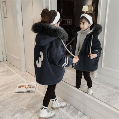 2021 Russian Winter Parkas Down Jacket Teen Warm Coat Outerwear Teenage Outfit Children Kids Girls Fur Hooded Jacket 4-12 Years