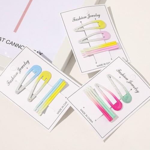 6 Pcs/Set Girls Cute Rainbow Hairpins Children Lovely Hair Clips Barrettes Headband Kids Hair Bobby Pin Accessories